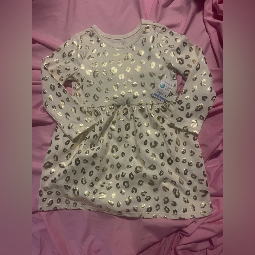 Garanimals Cream Dress with Gold Leopard Print